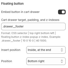 Coupon List Lite cart drawer selector and placement settings